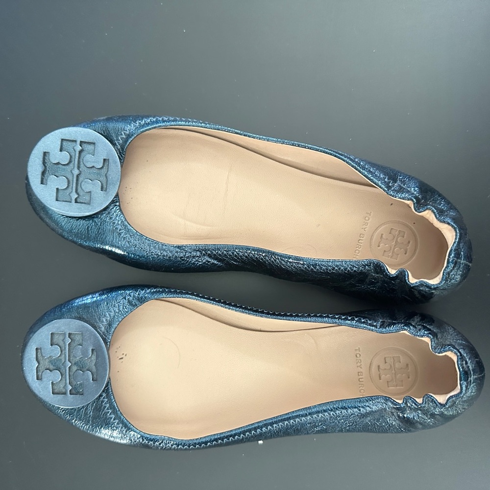 Tory Burch blue metallic flats